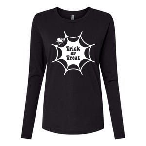 Trick Or Treat Spider Web Halloween Womens Cotton Relaxed Long Sleeve T-Shirt