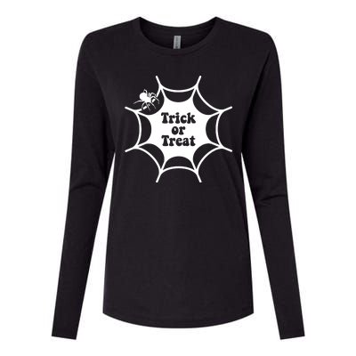 Trick Or Treat Spider Web Halloween Womens Cotton Relaxed Long Sleeve T-Shirt