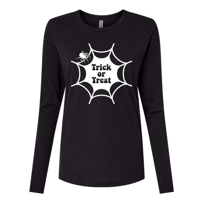 Trick Or Treat Spider Web Halloween Womens Cotton Relaxed Long Sleeve T-Shirt