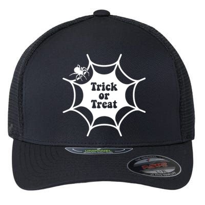 Trick Or Treat Spider Web Halloween Flexfit Unipanel Trucker Cap