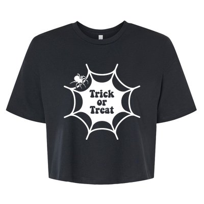 Trick Or Treat Spider Web Halloween Bella+Canvas Jersey Crop Tee