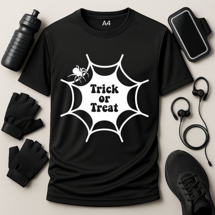 Trick Or Treat Spider Web Halloween Cooling Performance Crew T-Shirt