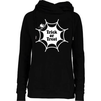 Trick Or Treat Spider Web Halloween Womens Funnel Neck Pullover Hood