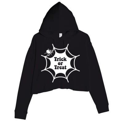 Trick Or Treat Spider Web Halloween Crop Fleece Hoodie