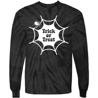 Trick Or Treat Spider Web Halloween Tie-Dye Long Sleeve Shirt