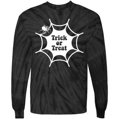 Trick Or Treat Spider Web Halloween Tie-Dye Long Sleeve Shirt