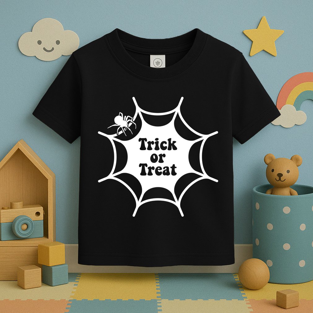 Trick Or Treat Spider Web Halloween Toddler T-Shirt