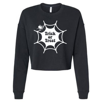 Trick Or Treat Spider Web Halloween Cropped Pullover Crew