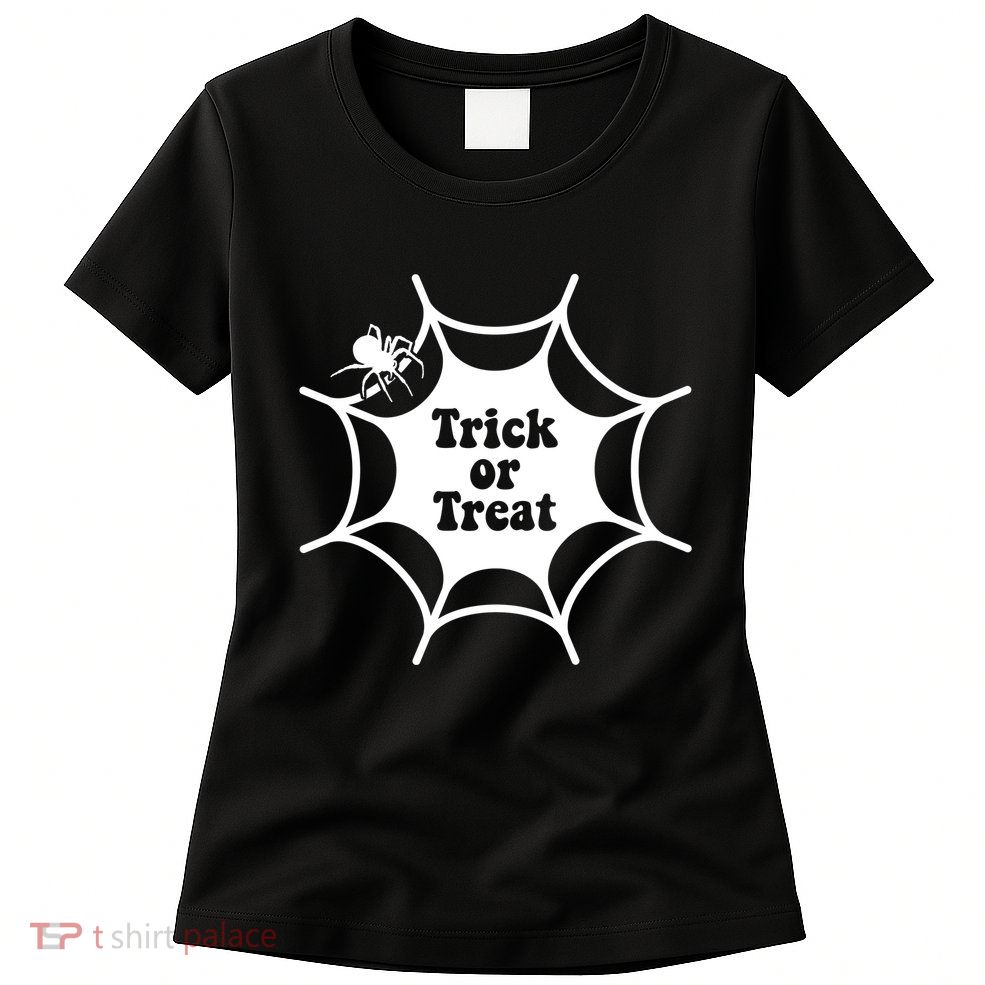 Trick Or Treat Spider Web Halloween Womens T-Shirt