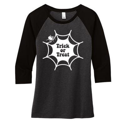 Trick Or Treat Spider Web Halloween Women's Tri-Blend 3/4-Sleeve Raglan Shirt