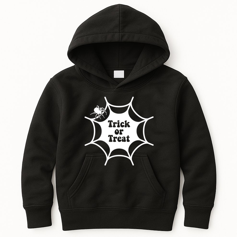 Trick Or Treat Spider Web Halloween Kids Hoodie