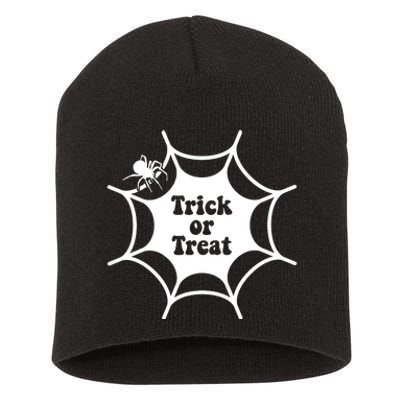 Trick Or Treat Spider Web Halloween Short Acrylic Beanie