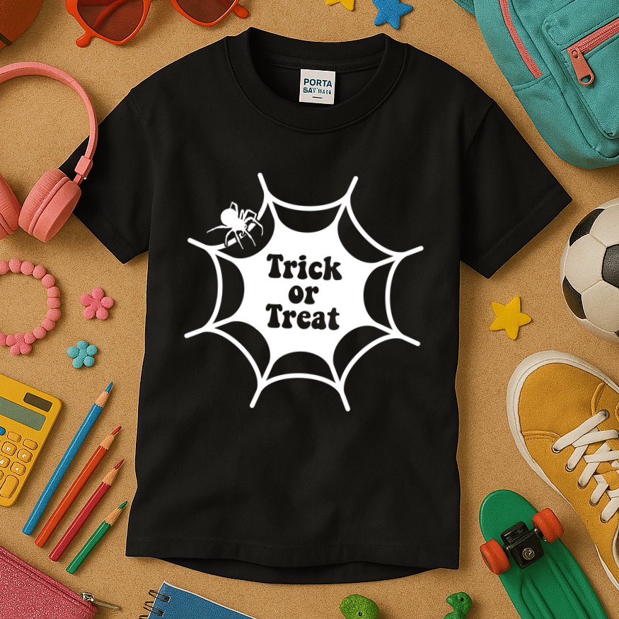 Trick Or Treat Spider Web Halloween Kids T-Shirt