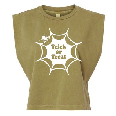 Trick Or Treat Spider Web Halloween Garment-Dyed Women's Muscle Tee