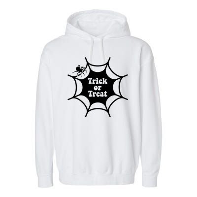 Trick Or Treat Spider Web Halloween Garment-Dyed Fleece Hoodie