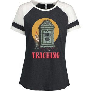 Trick Or Teaching Halloween English Teacher Scary Gift Enza Ladies Jersey Colorblock Tee