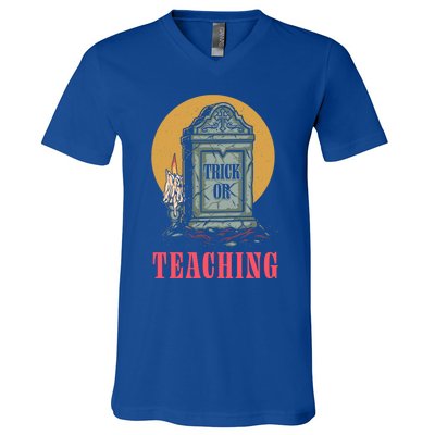 Trick Or Teaching Halloween English Teacher Scary Gift V-Neck T-Shirt