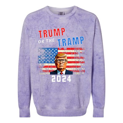 Trump Or The Tramp 2024 Vote For Trump Colorblast Crewneck Sweatshirt