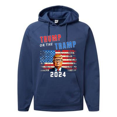 Trump Or The Tramp 2024 Vote For Trump Performance Fleece Hoodie