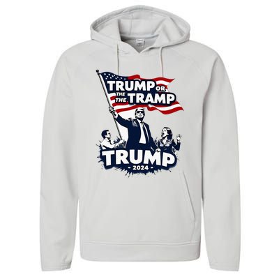 Trump Or The Tramp 2024 Vote For Trump Vance Election Performance Fleece Hoodie