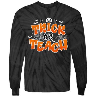 Trick Or Teach Funny Teacher Halloween Costume Tie-Dye Long Sleeve Shirt
