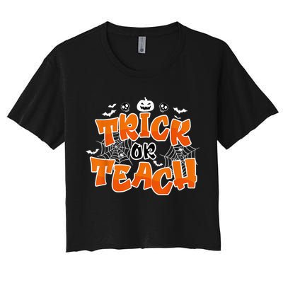 Trick Or Teach Funny Teacher Halloween Costume Crop Top