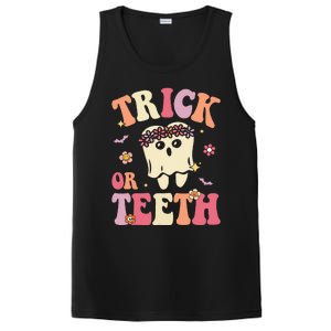 Trick Or Teeth Ghost Groovy Dental Halloween Treat Dentist PosiCharge Competitor Tank