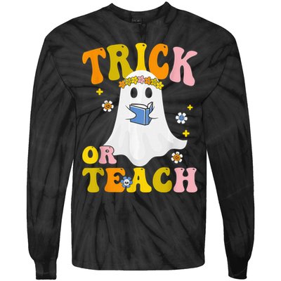 Trick Or Teach Funny Teacher Halloween Costume Teacher Tie-Dye Long Sleeve Shirt