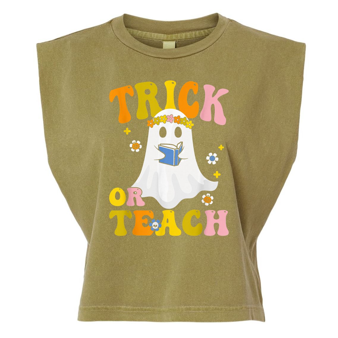 Trick Or Teach Funny Teacher Halloween Costume Teacher Garment-Dyed Women's Muscle Tee