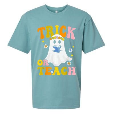 Trick Or Teach Funny Teacher Halloween Costume Teacher Sueded Cloud Jersey T-Shirt