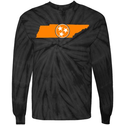 Tennessee Orange Tristar Flag State Tie-Dye Long Sleeve Shirt