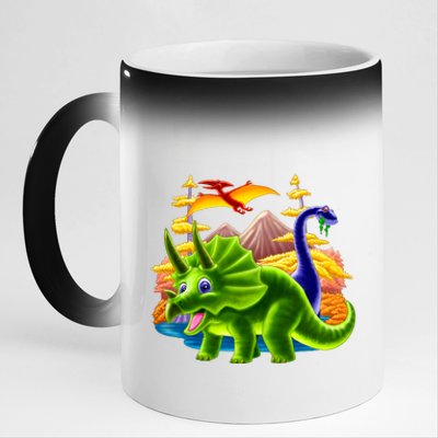 Triceratops & Others 11oz Black Color Changing Mug