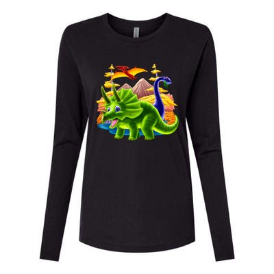 Triceratops & Others Womens Cotton Relaxed Long Sleeve T-Shirt