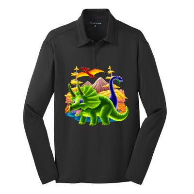 Triceratops & Others Silk Touch Performance Long Sleeve Polo