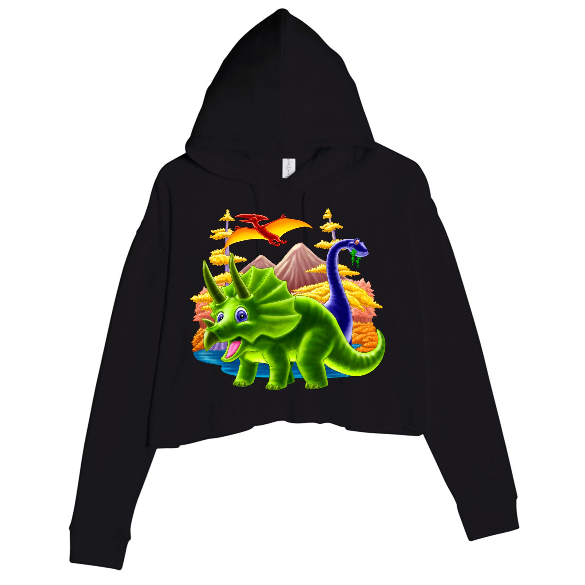 Triceratops & Others Crop Fleece Hoodie