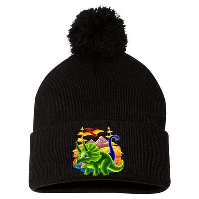 Triceratops & Others Pom Pom 12in Knit Beanie