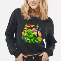 Triceratops & Others Cropped Pullover Crew