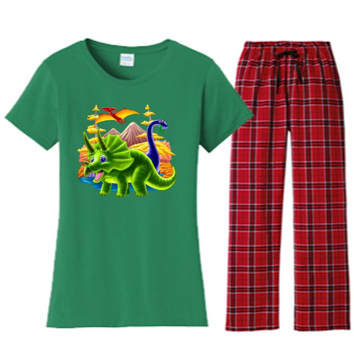 Triceratops & Others Women's Flannel Pajama Set