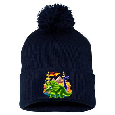 Triceratops & Others Pom Pom 12in Knit Beanie