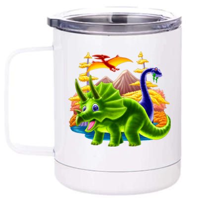 Triceratops & Others 12 oz Stainless Steel Tumbler Cup