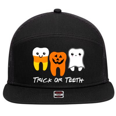 Trick Or Teeth Cute Dental Halloween Hygienist Dentist Rdh Gift 7 Panel Mesh Trucker Snapback Hat