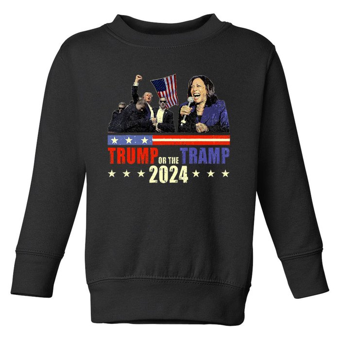 Trump Or The Tramp 2024 Vote For Trump Trump Vance 2024 Toddler Sweatshirt