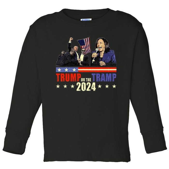 Trump Or The Tramp 2024 Vote For Trump Trump Vance 2024 Toddler Long Sleeve Shirt