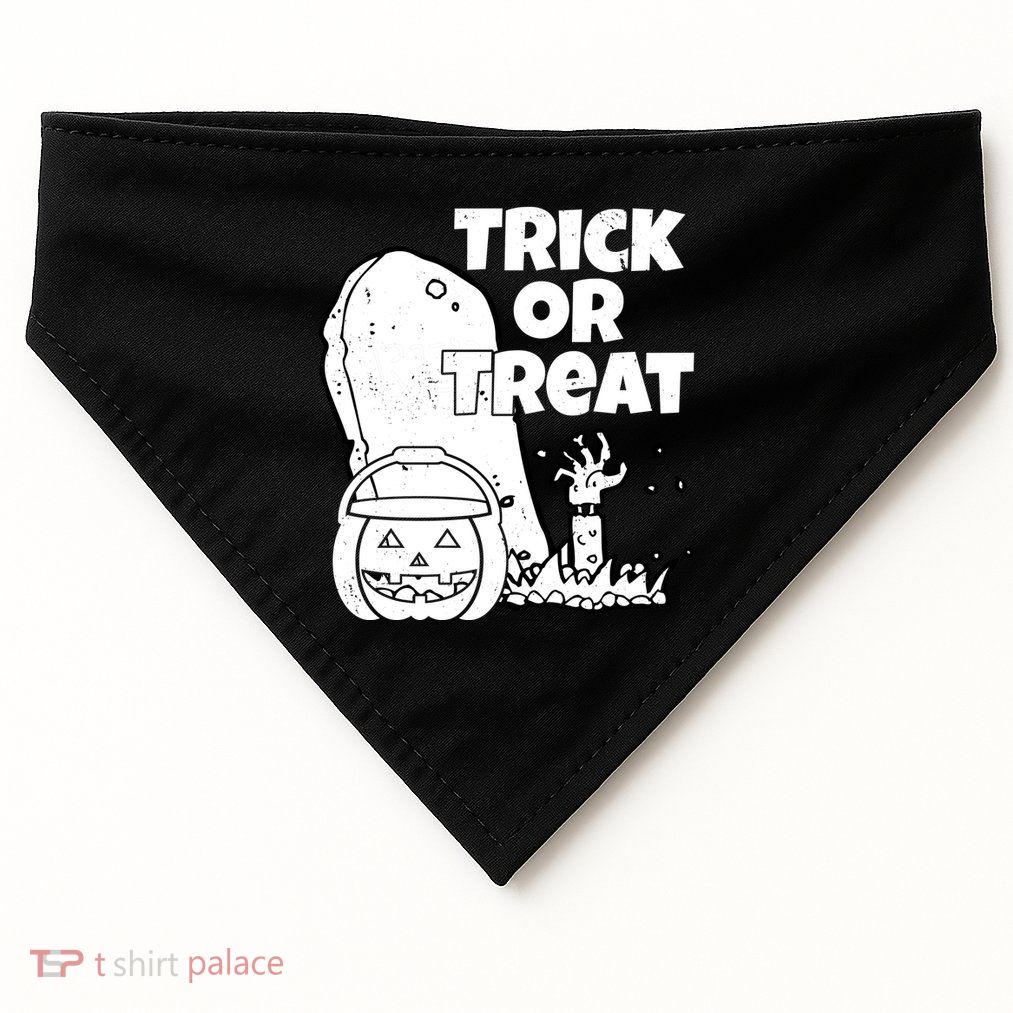 Trick Or Treat Halloween Spooky Graveyard USA-Made Doggie Bandana