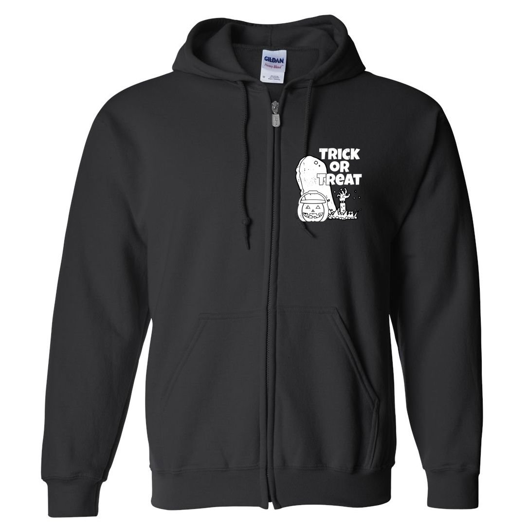 Trick Or Treat Halloween Spooky Graveyard Full Zip Hoodie