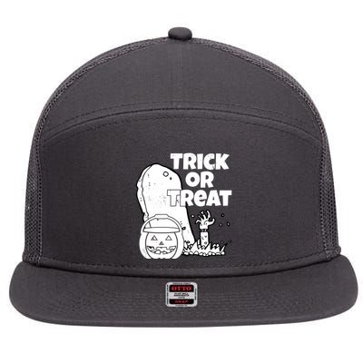 Trick Or Treat Halloween Spooky Graveyard 7 Panel Mesh Trucker Snapback Hat
