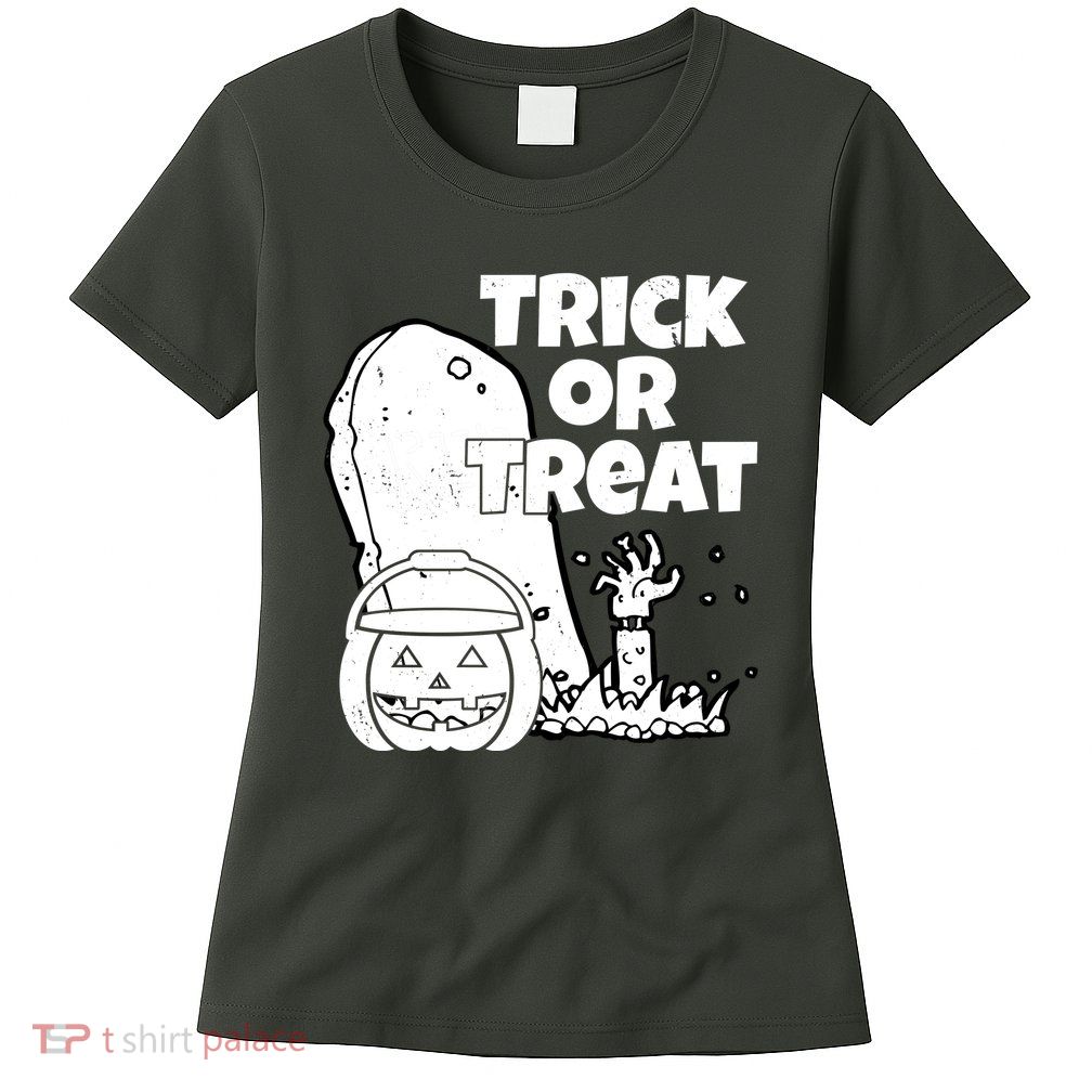 Trick Or Treat Halloween Spooky Graveyard Womens T-Shirt