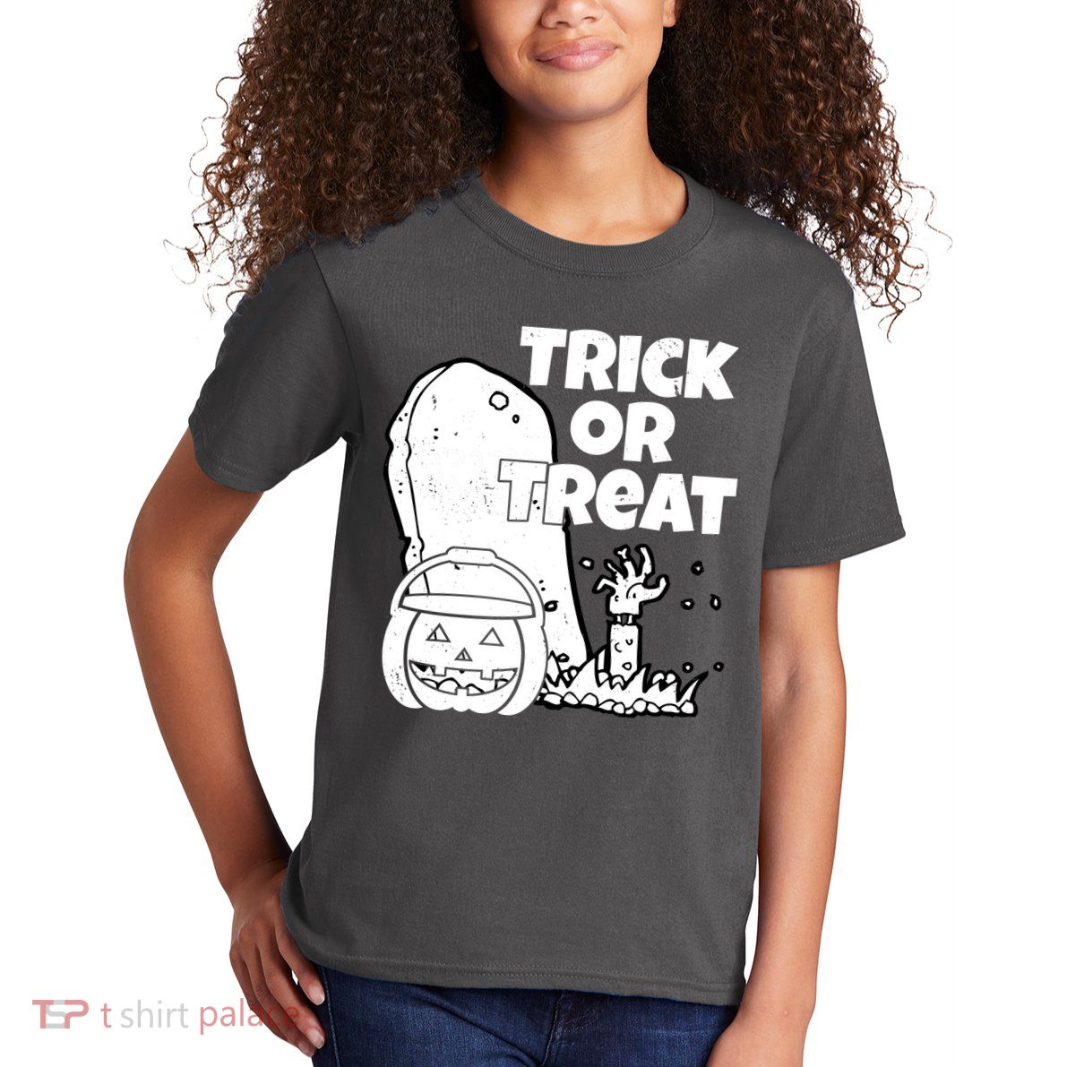 Trick Or Treat Halloween Spooky Graveyard Kids T-Shirt