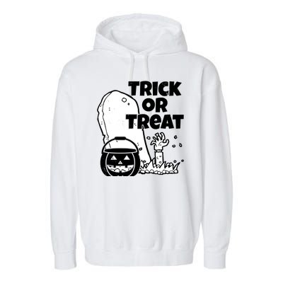 Trick Or Treat Halloween Spooky Graveyard Garment-Dyed Fleece Hoodie