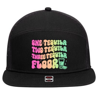 Tequila One Tequila Two Tequila Three Tequila Floor 7 Panel Mesh Trucker Snapback Hat